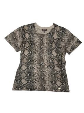 Vintage Tesori Snakeskin Brown Black Short Sleeve Cashmere Sweater Size Small